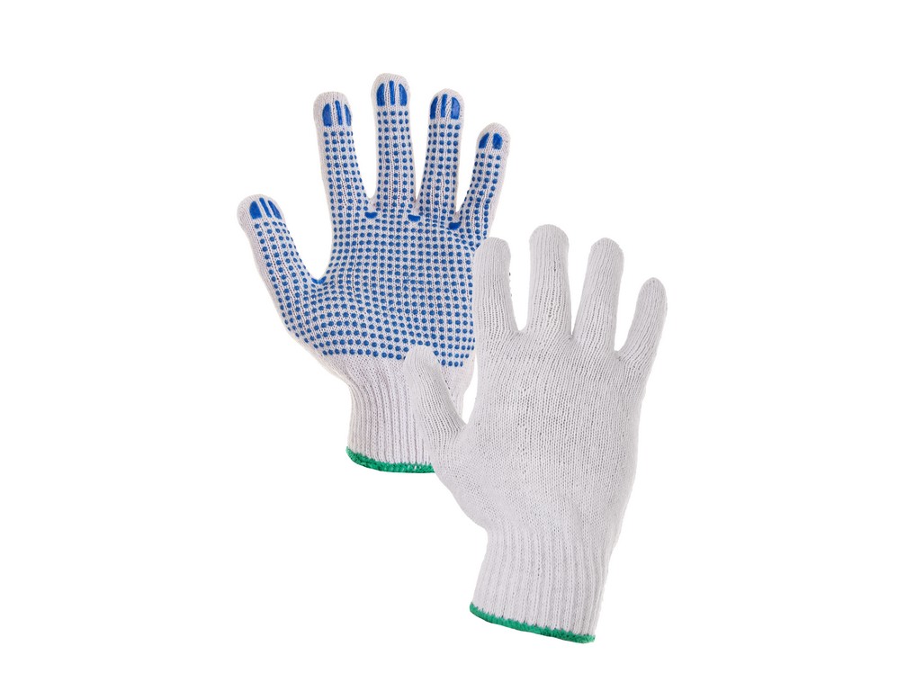Rukavice FALO s PVC terčíky, bílo-modré 