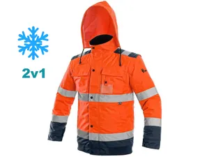 Bunda LUTON 2v1 výstražná, zimní, oranžovo-modrá