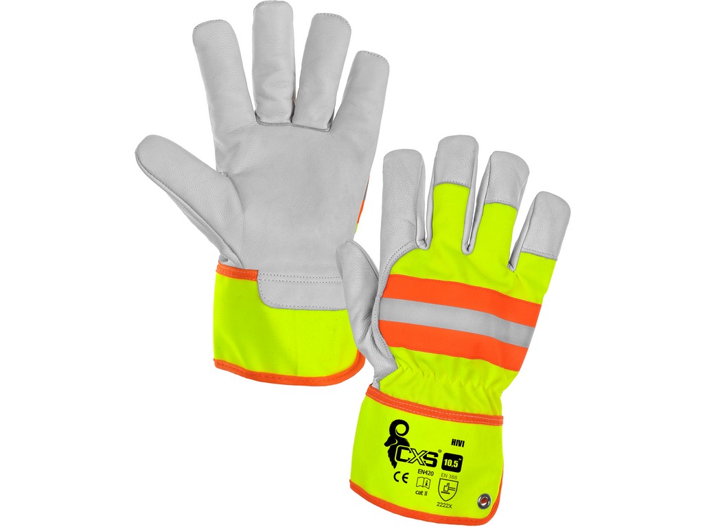 Rukavice HIVI kombinované, žluto-oranžové 
