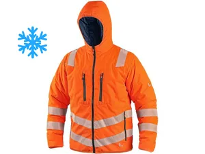 Bunda CHESTER, výstražná, zimní, oboustranná, oranžovo-modrá
