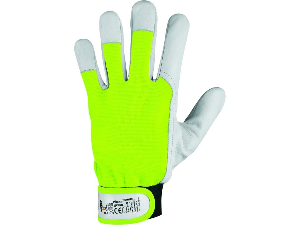 Rukavice TECHNIK HV kombinované, žluto-bílé