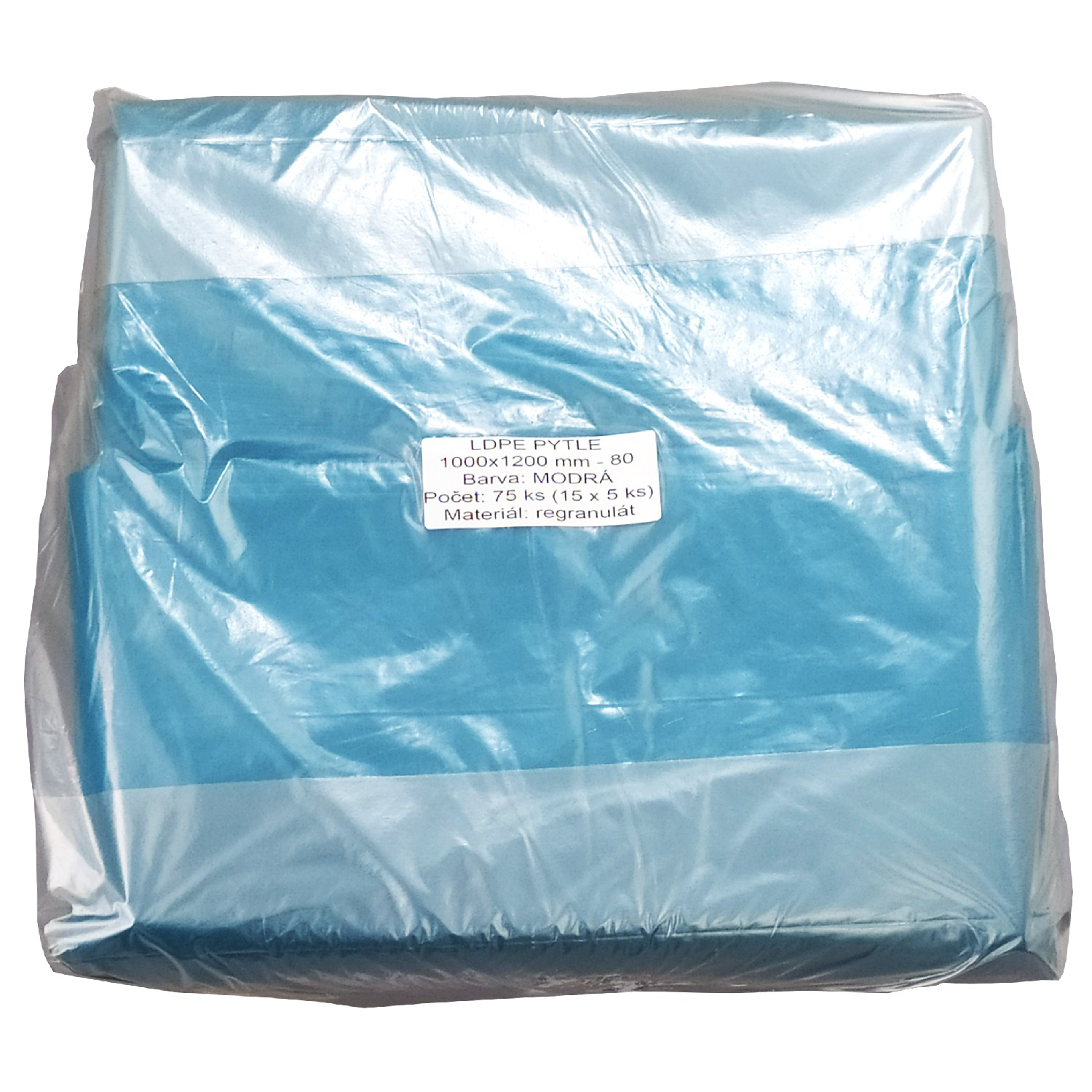 Pytel LDPE modrý 100 x 120 cm, 240 l, 80 my, 75 ks