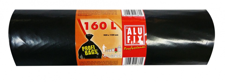 Pytel LDPE 90x110 cm 160L, černý,  AluFix á 10 ks