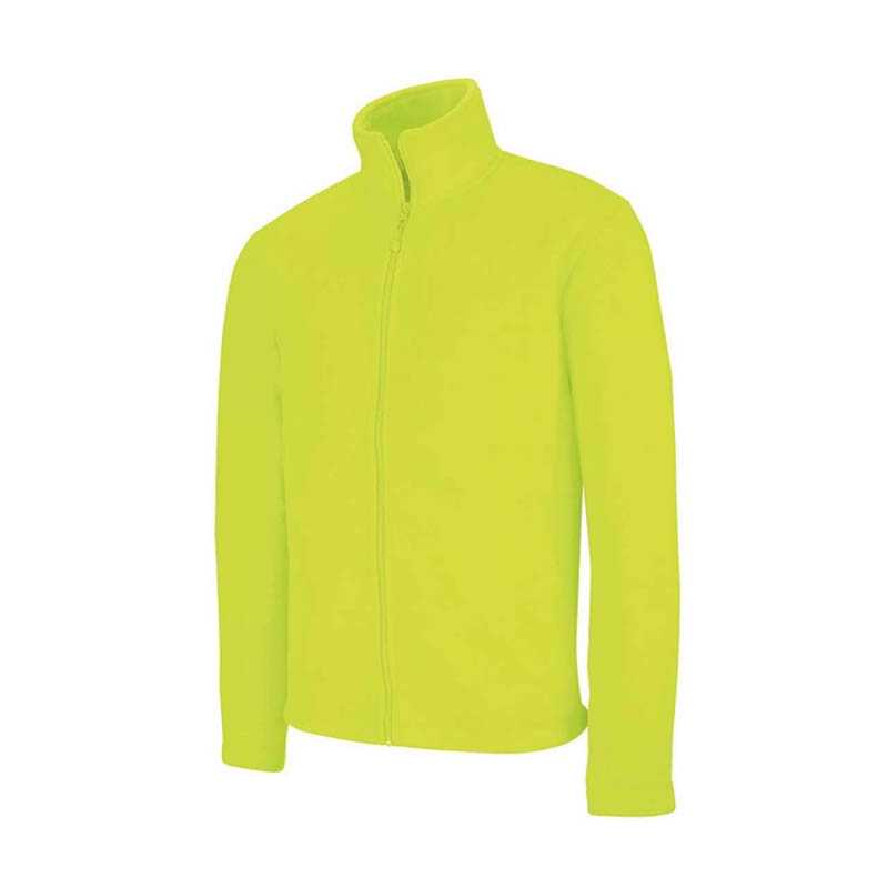 Mikina fleecová pánská zip, zeleno-žlutá (SAFETY)