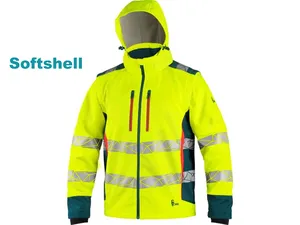 Bunda BEDFORD softshell. výstražná s odepínacími rukávy, pánská, žluto-petrolová