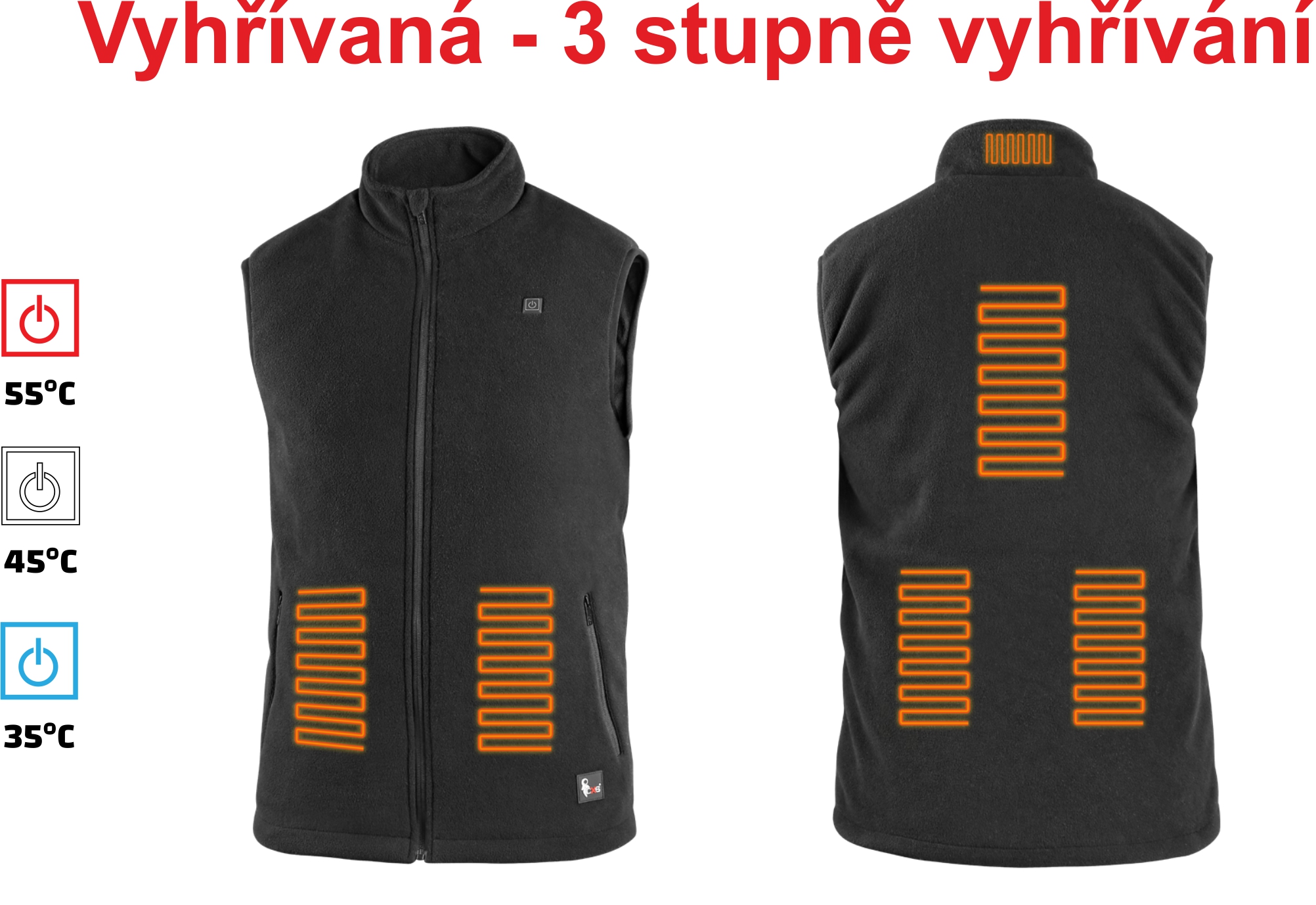 Vesta ANTARKTIDA vyhřívaná fleecová pánská, černá