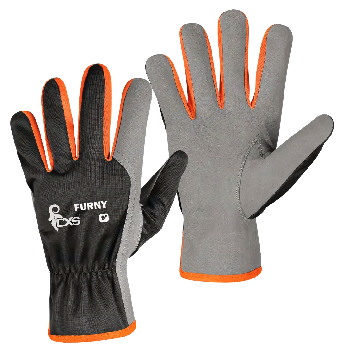 Rukavice FURNY kombinované, šedo-oranžové