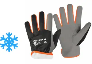 Rukavice FURNY WINTER kombinované, šedo-oranžové