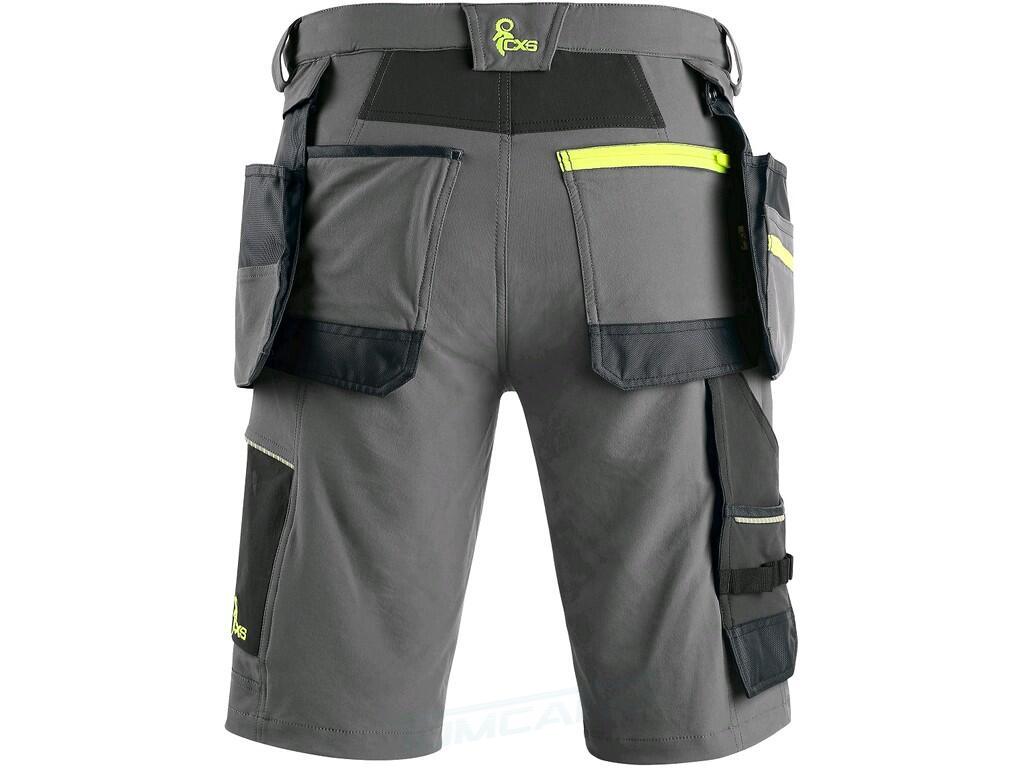 Kraťasy NAOS, pánské, šedo-černé, HV žluté doplňky