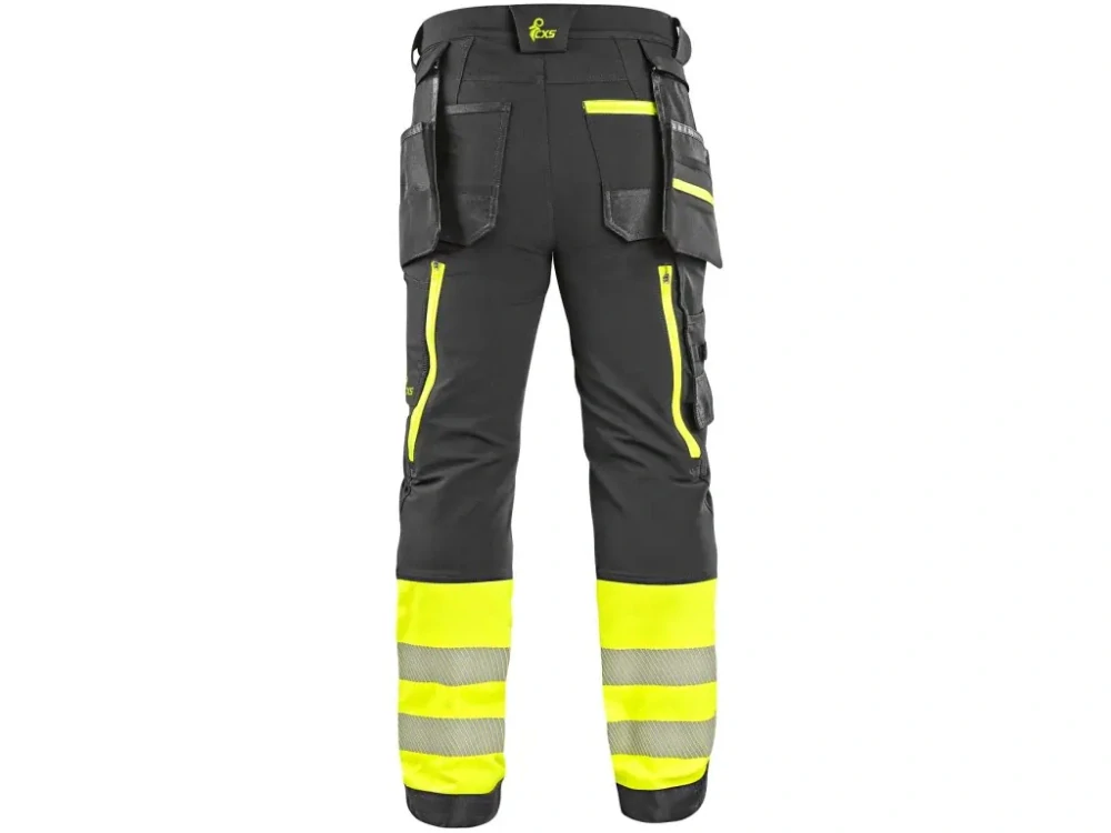 Kalhoty do pasu NAOS pánské, černo-žluté Hi-Vis, reflexní pruhy