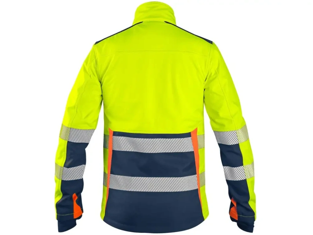Bunda BENSON výstražná softshell pánská, žluto-modrá