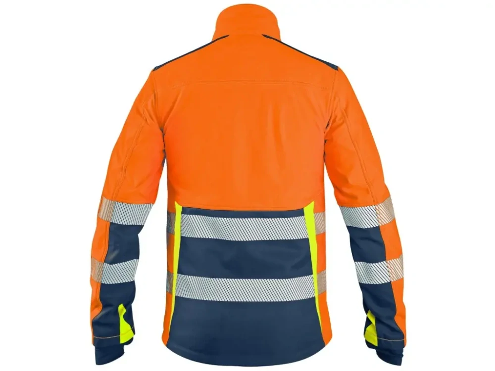 Bunda BENSON výstražná softshell pánská, oranžovo-modrá