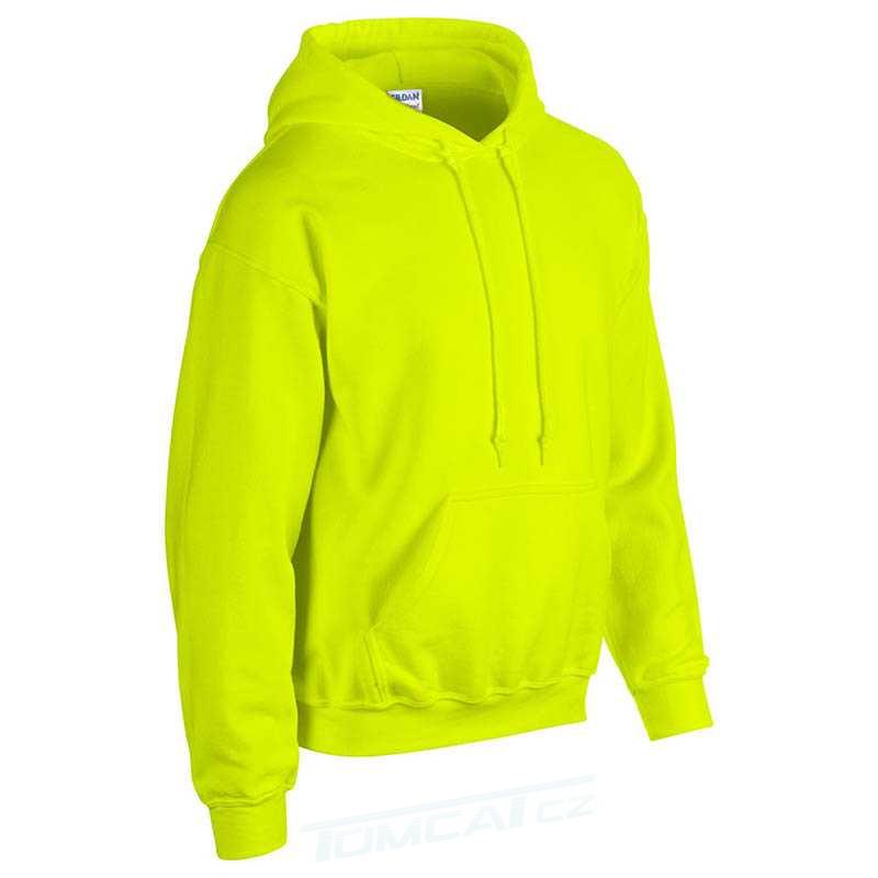 Mikina GILDAN UNI s kapucí, klokanka, zeleno-žlutá (safety) 