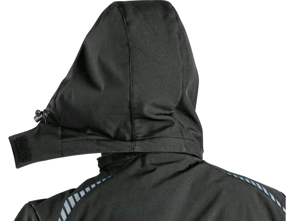 Bunda NORFOLK softshellová, pánská, černá s HV modro-černými doplňky 