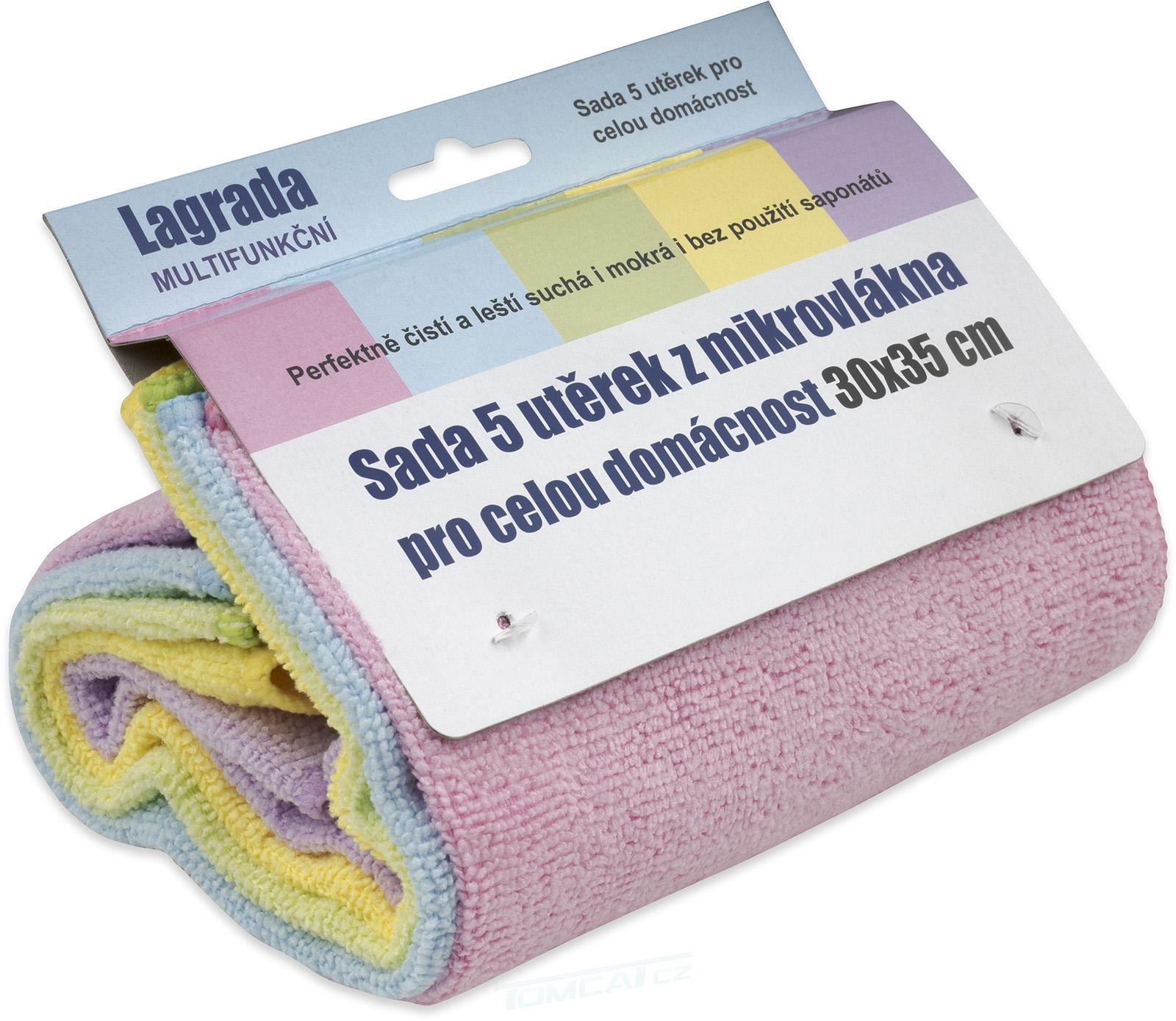 Utěrka mikrovlákno Lagrada 5ks multifunkční, 30x35 cm 