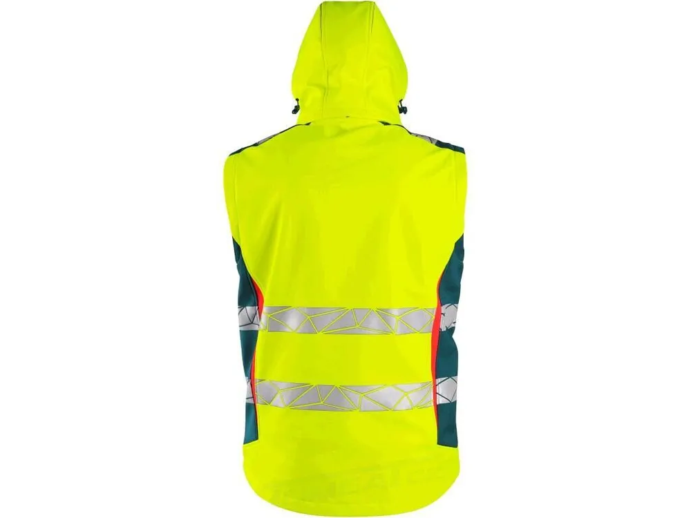 Bunda BEDFORD softshell. výstražná s odepínacími rukávy, pánská, žluto-petrolová