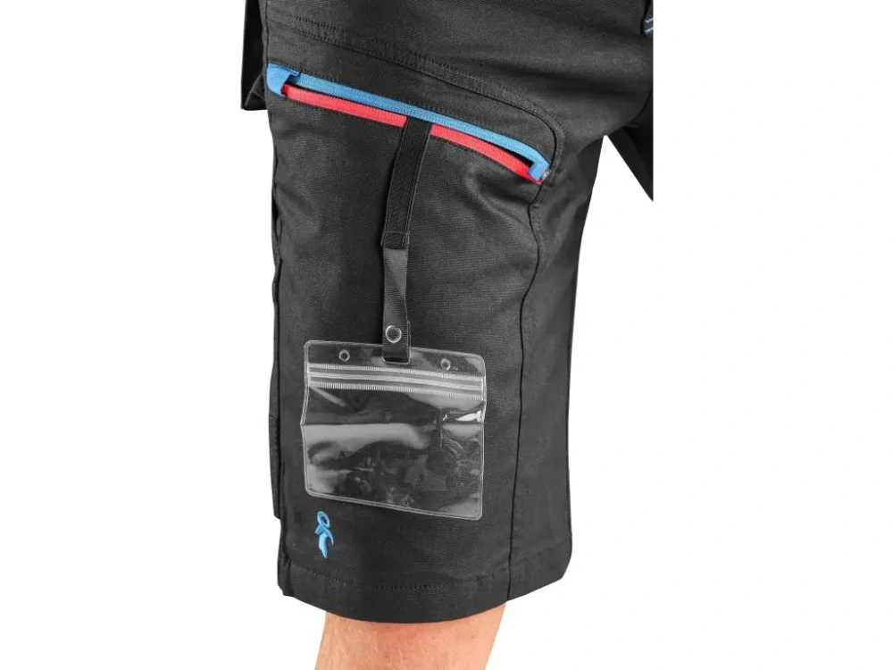 Kraťasy LEONIS. černé s modro/červenými doplňky