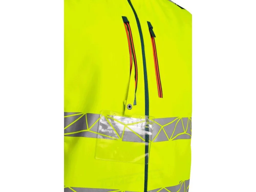 Bunda BEDFORD softshell. výstražná s odepínacími rukávy, pánská, žluto-petrolová