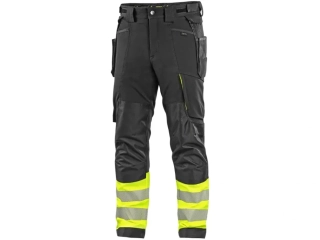 Kalhoty do pasu NAOS pánské, černo-žluté Hi-Vis, reflexní pruhy
