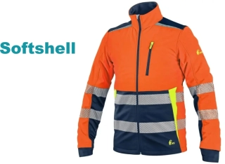 Bunda BENSON výstražná softshell pánská, oranžovo-modrá