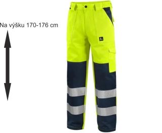 Kalhoty do pasu NORWICH segm. pruhy, zkrácené, výstražné,  žluto-modré