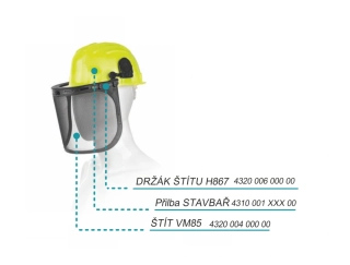 Kombinovaná ochrana hlavy: Přilba STAVBAŘ s drátěným štítem