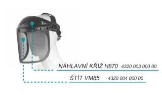 Kombinovaná ochrana hlavy: Náhlavní kříž H870 s drátěným štítem