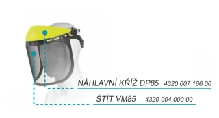Kombinovaná ochrana hlavy: Náhlavní kříž DP85 s drátěným štítem